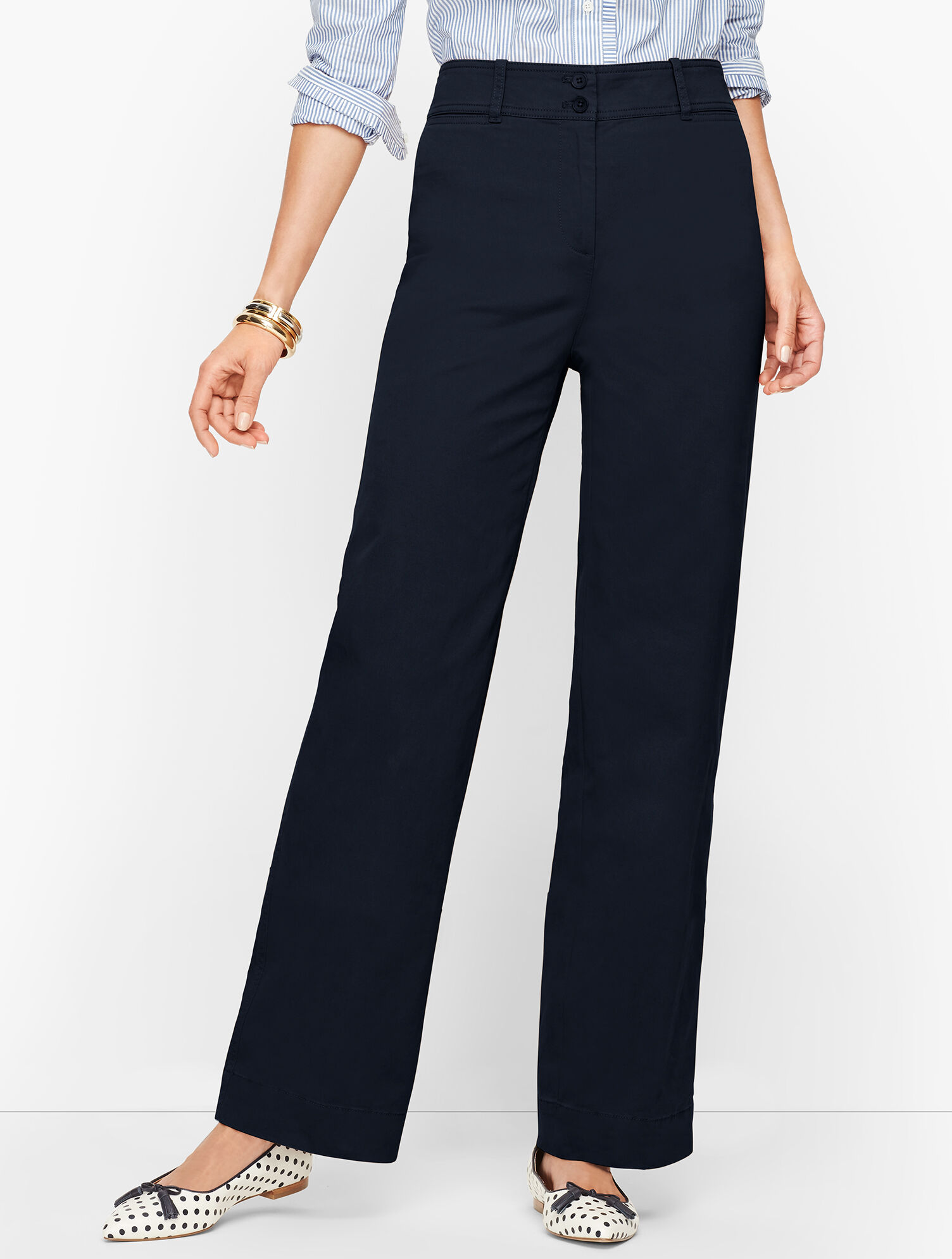 Twill Wide Leg Chinos | Talbots