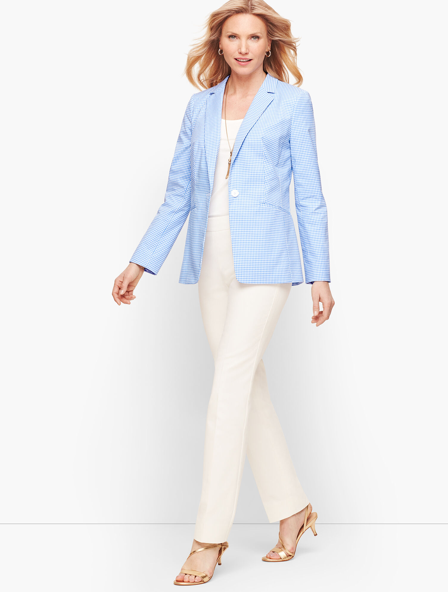 Gingham Single Button Blazer