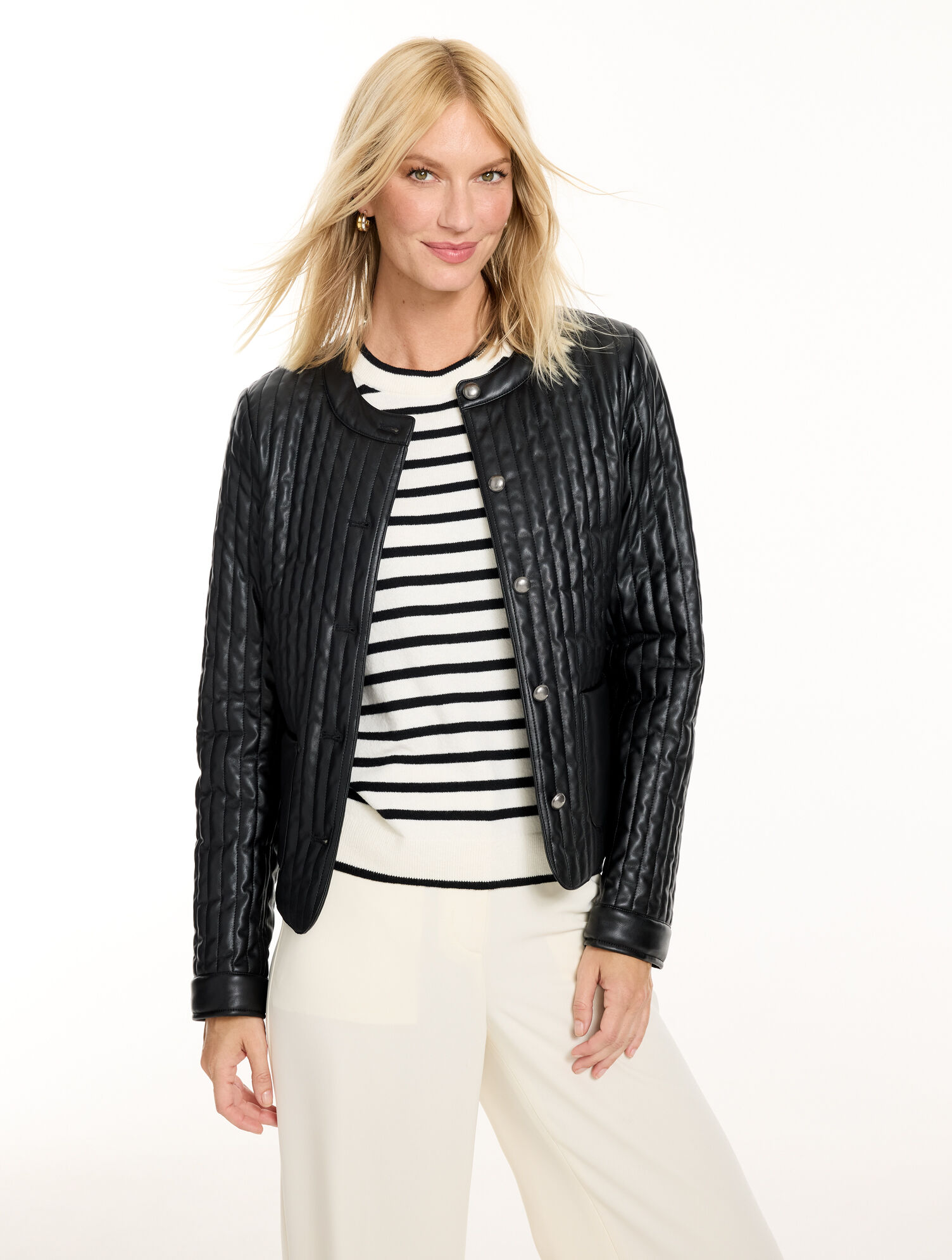 Quilted Faux Leather Jacket
