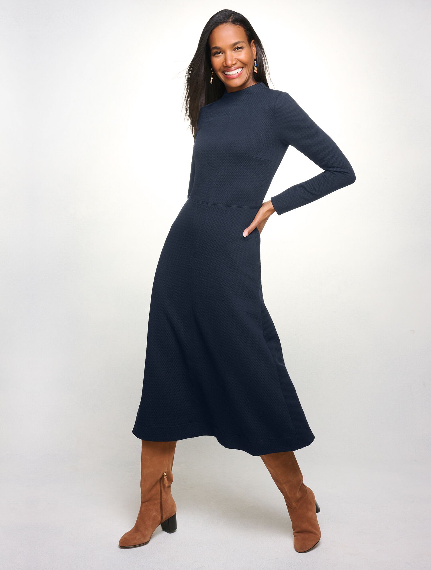 Geo Texture Mockneck Dress | Talbots