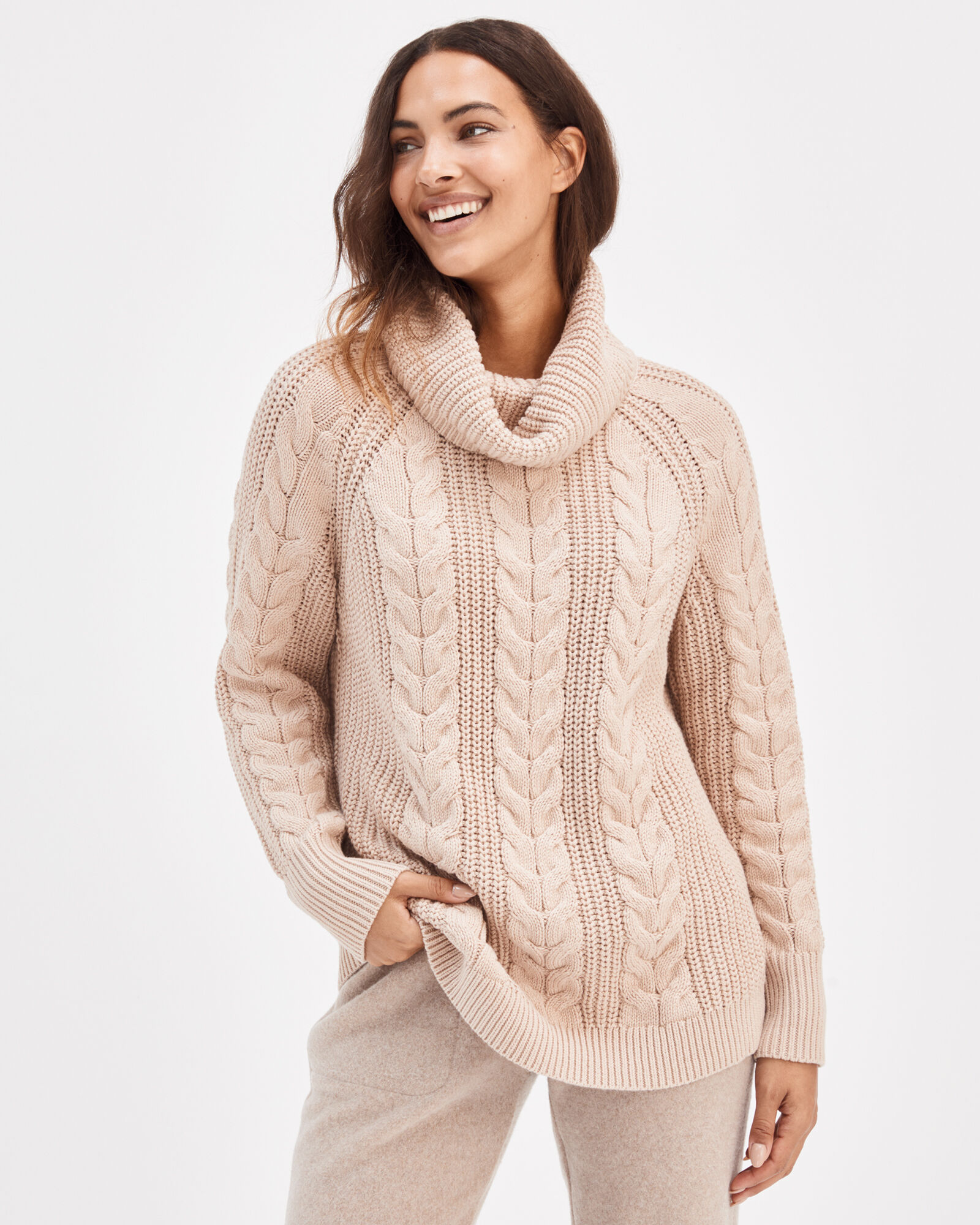 Cowlneck Cable Knit Sweater