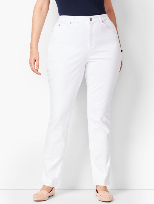 Plus Size Straight-Leg Jeans White Curvy Fit Talbots