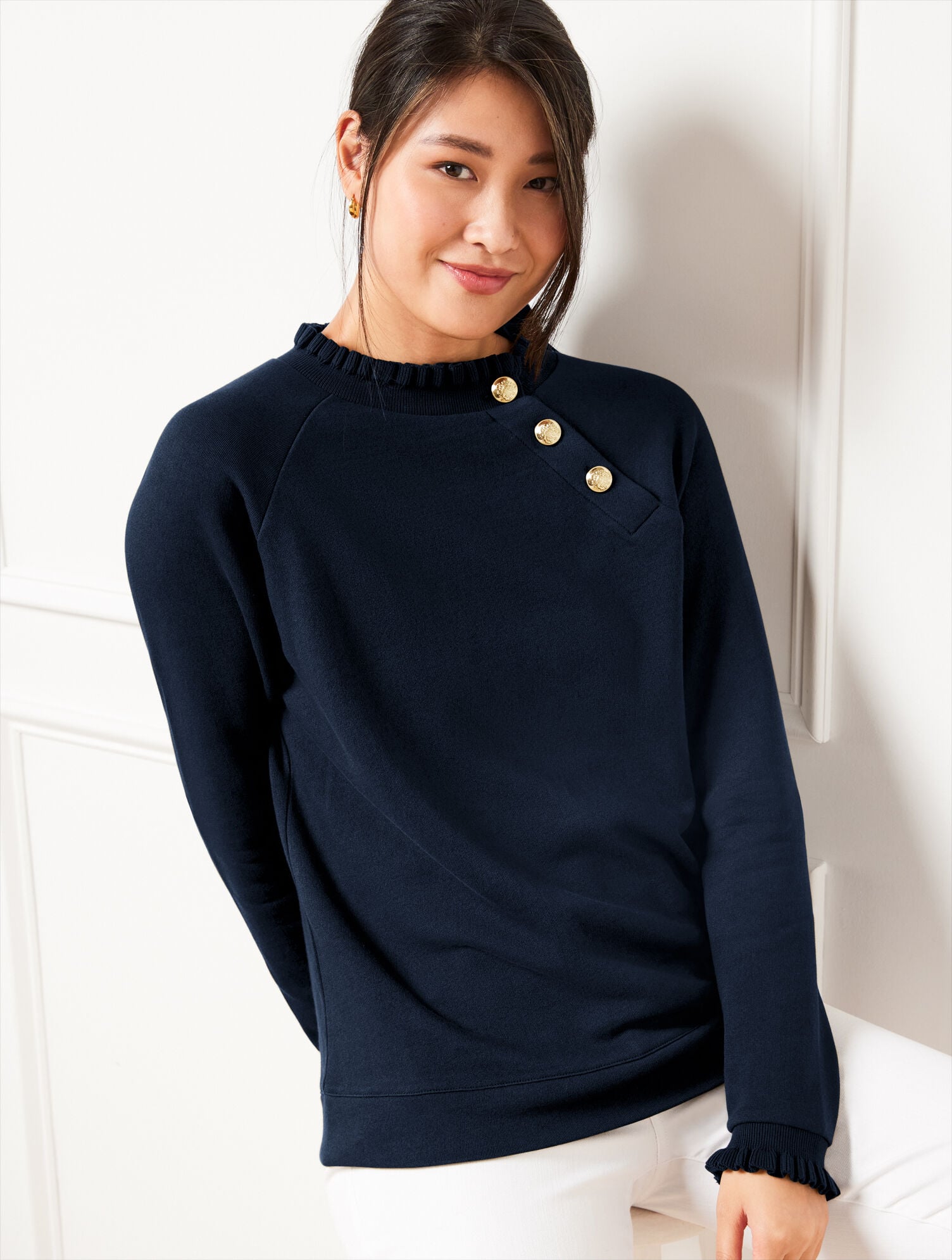 Ruffle Trim Raglan Sweatshirt | Talbots