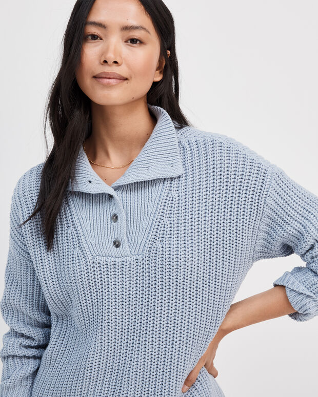 Button-Up Mock Neck Sweater