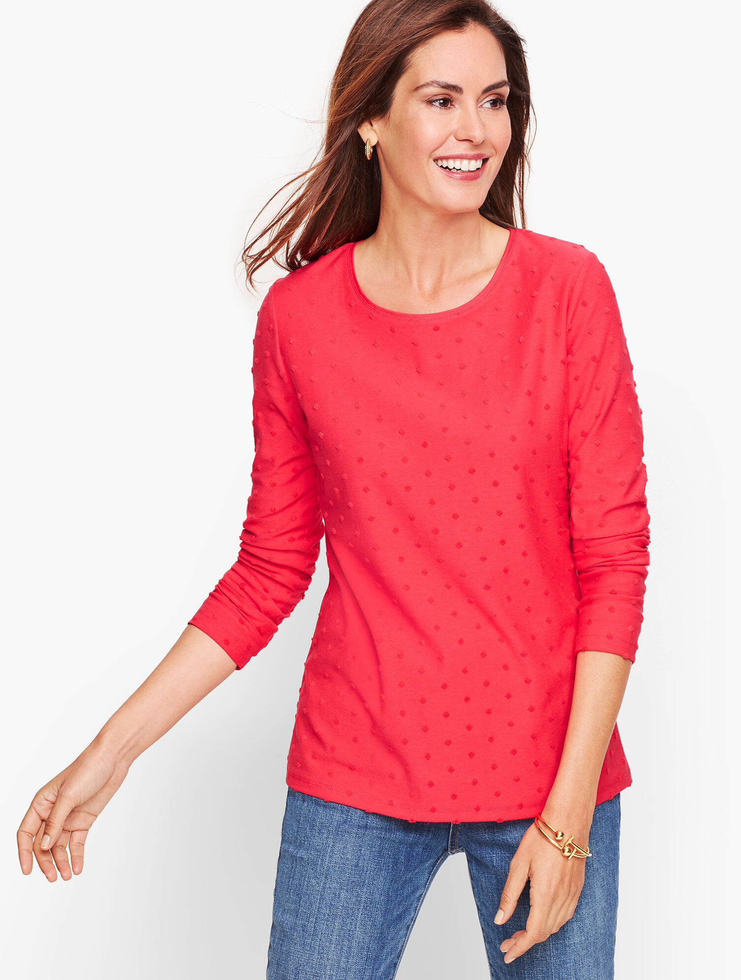 Long Sleeve Crewneck Tee - Textured Dot