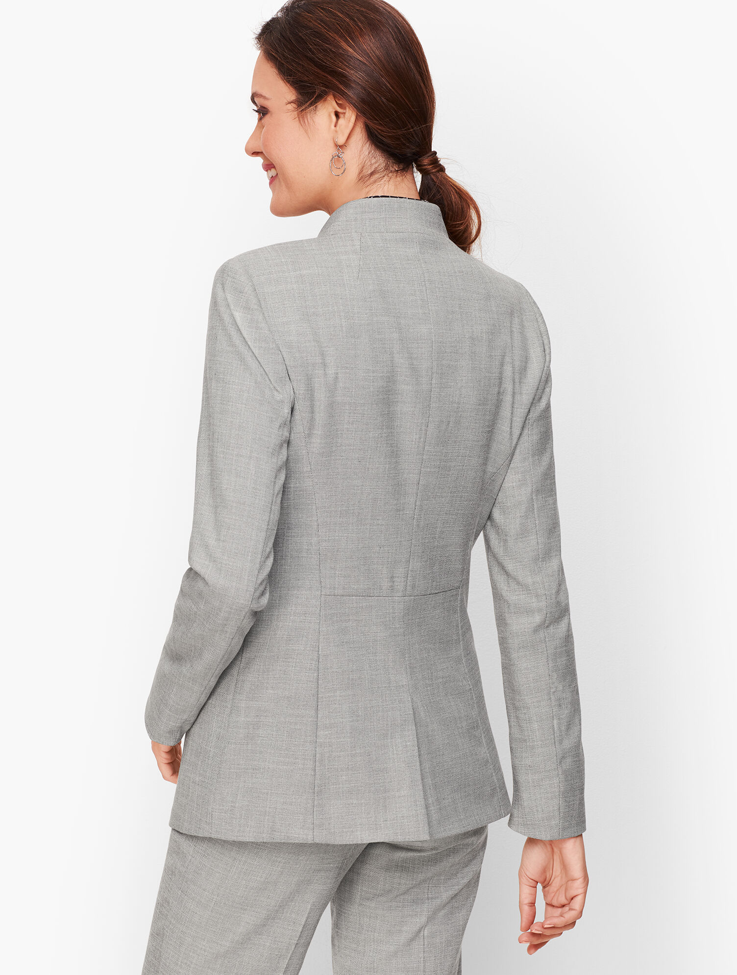 Tailored Sharkskin One Button Blazer