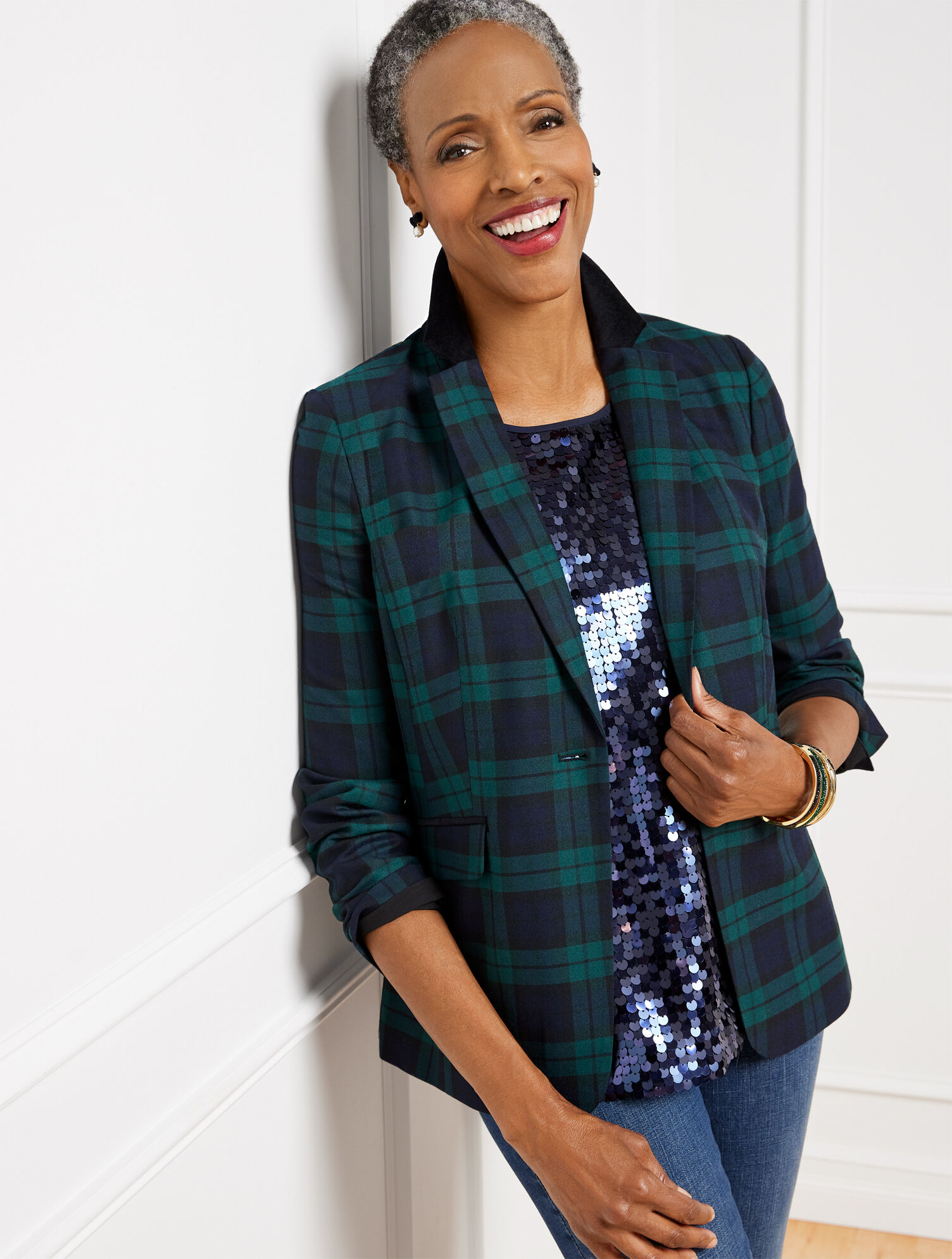 Good Tidings Plaid Blazer Talbots