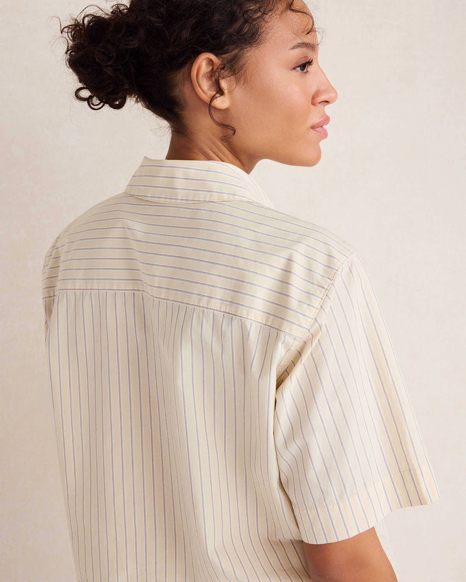 Organic Cotton Poplin Stripe Pajama Top