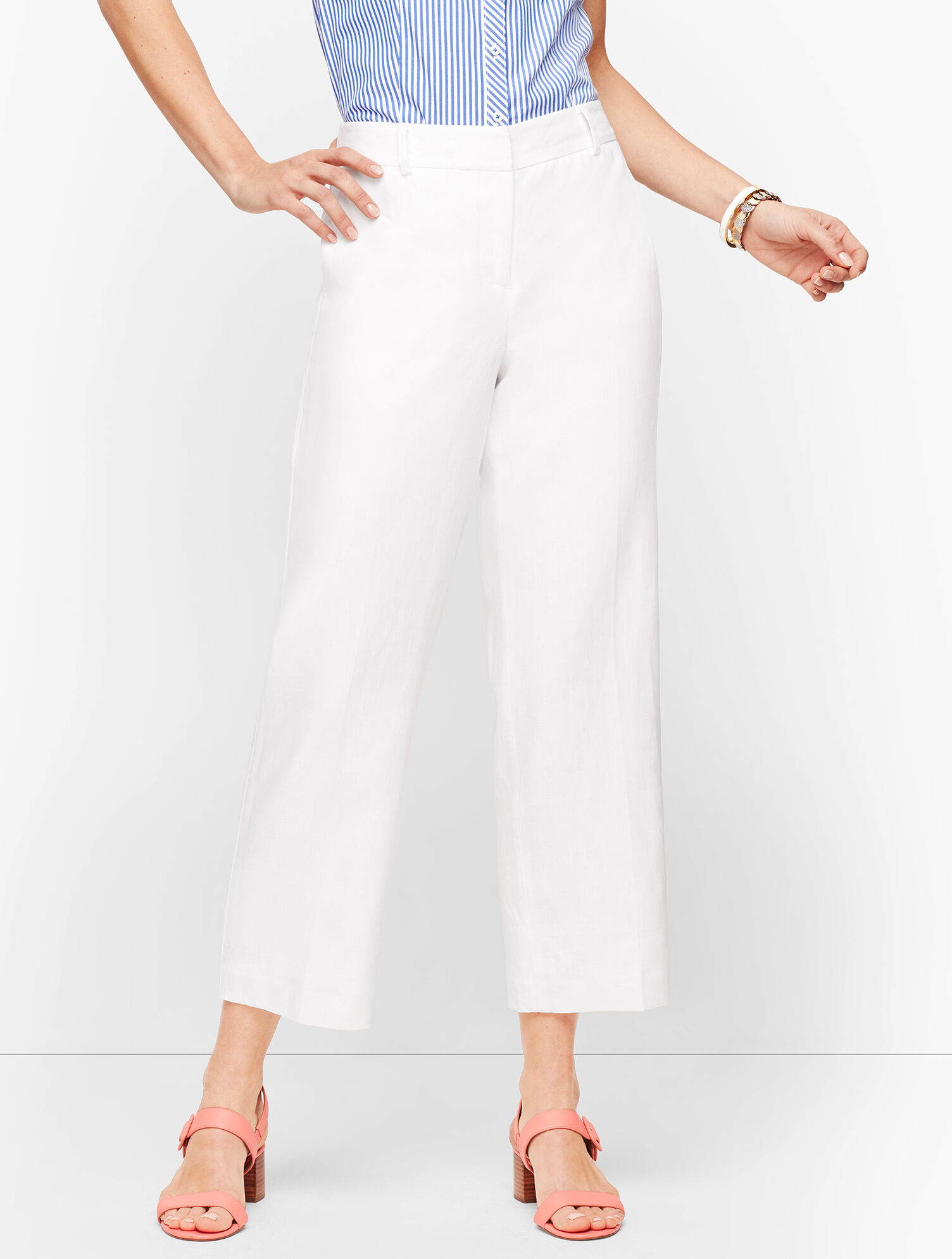 Linen Straight Leg Crops - Lined - Curvy Fit