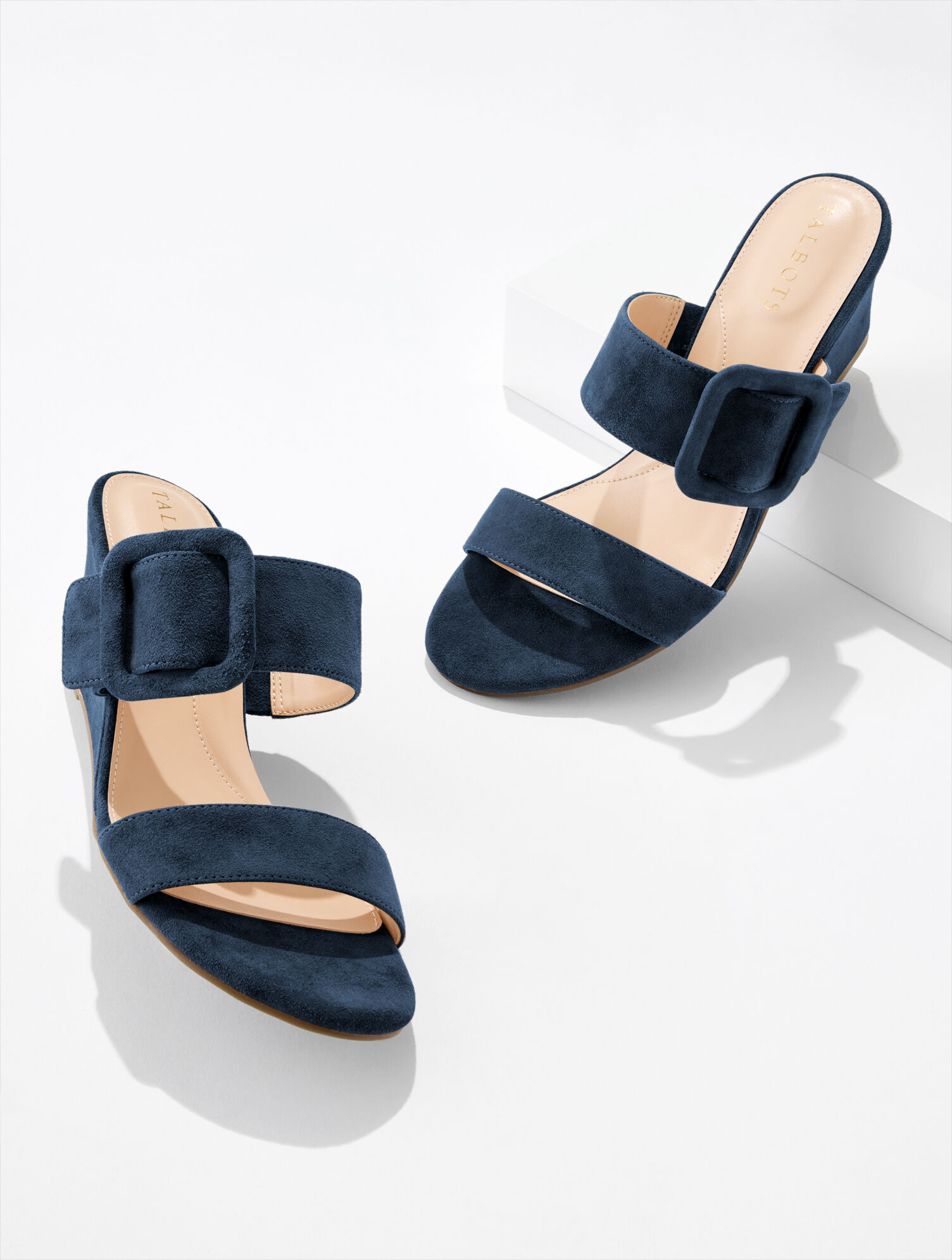 Royce Buckle Wedge Sandals - Suede
