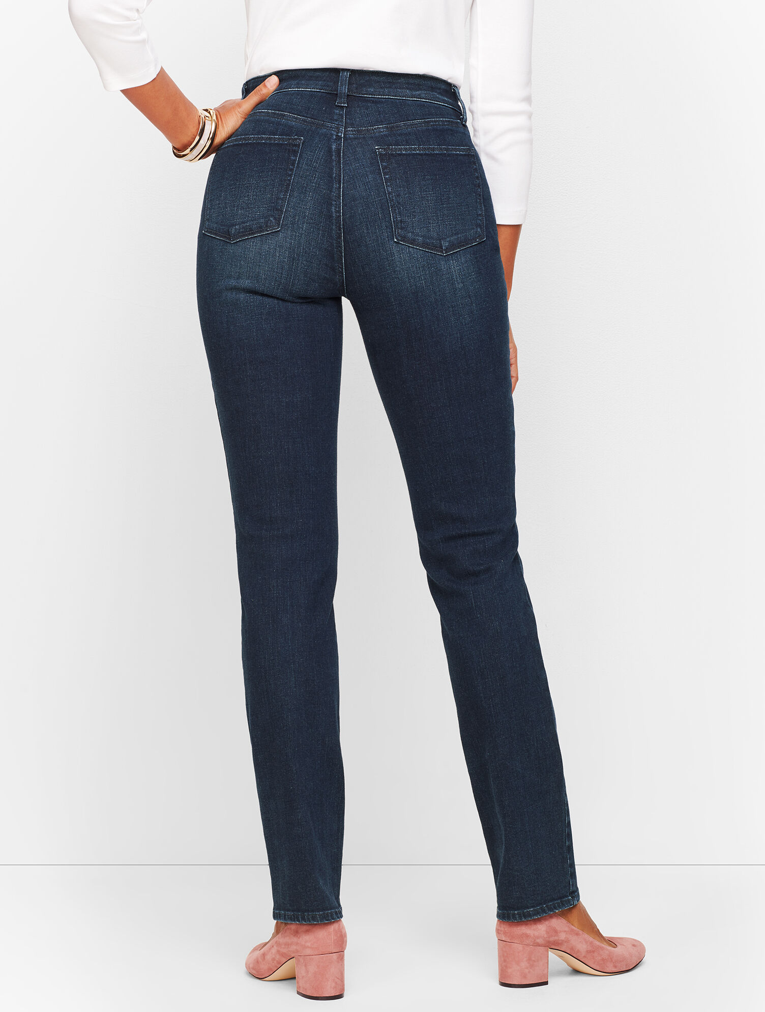 High-Waist Straight-Leg Jeans - Curvy Fit - Marco Wash | Talbots