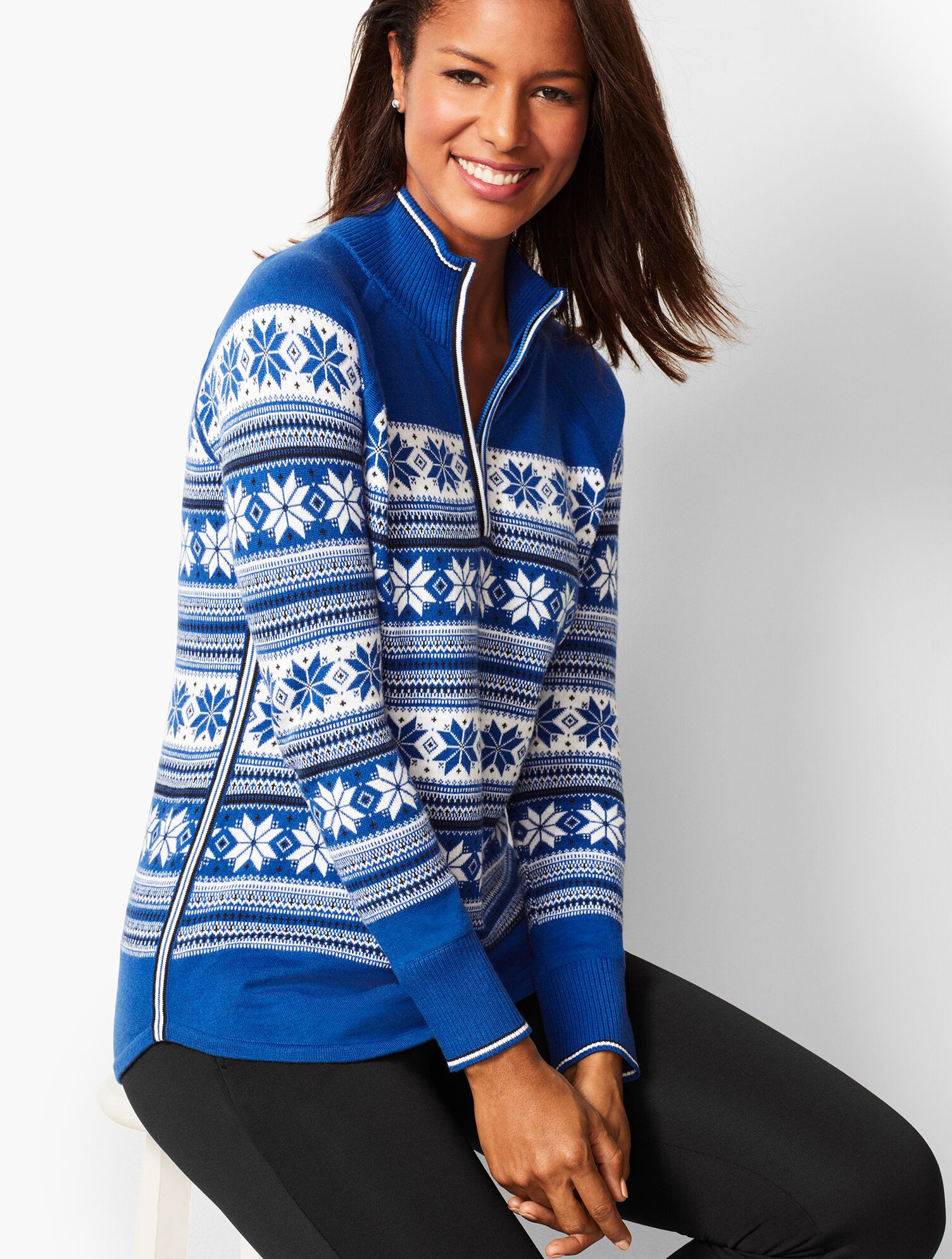 Half-Zip Snowflake Sweater
