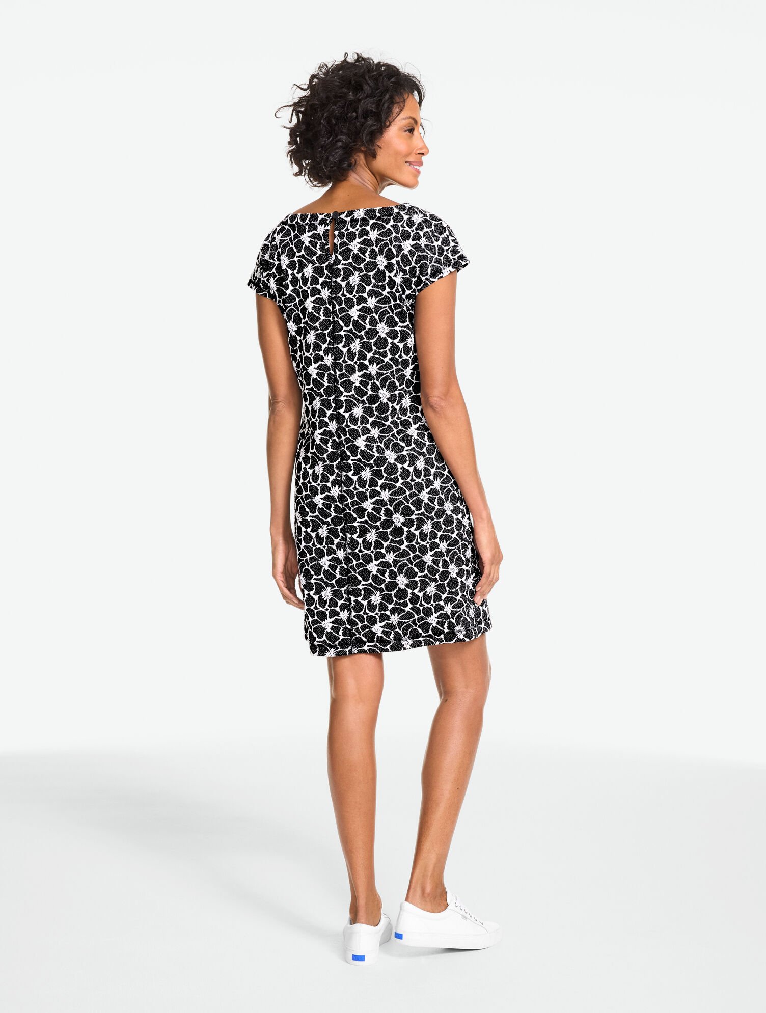 Sunny Floral Jacquard Keyhole Dress