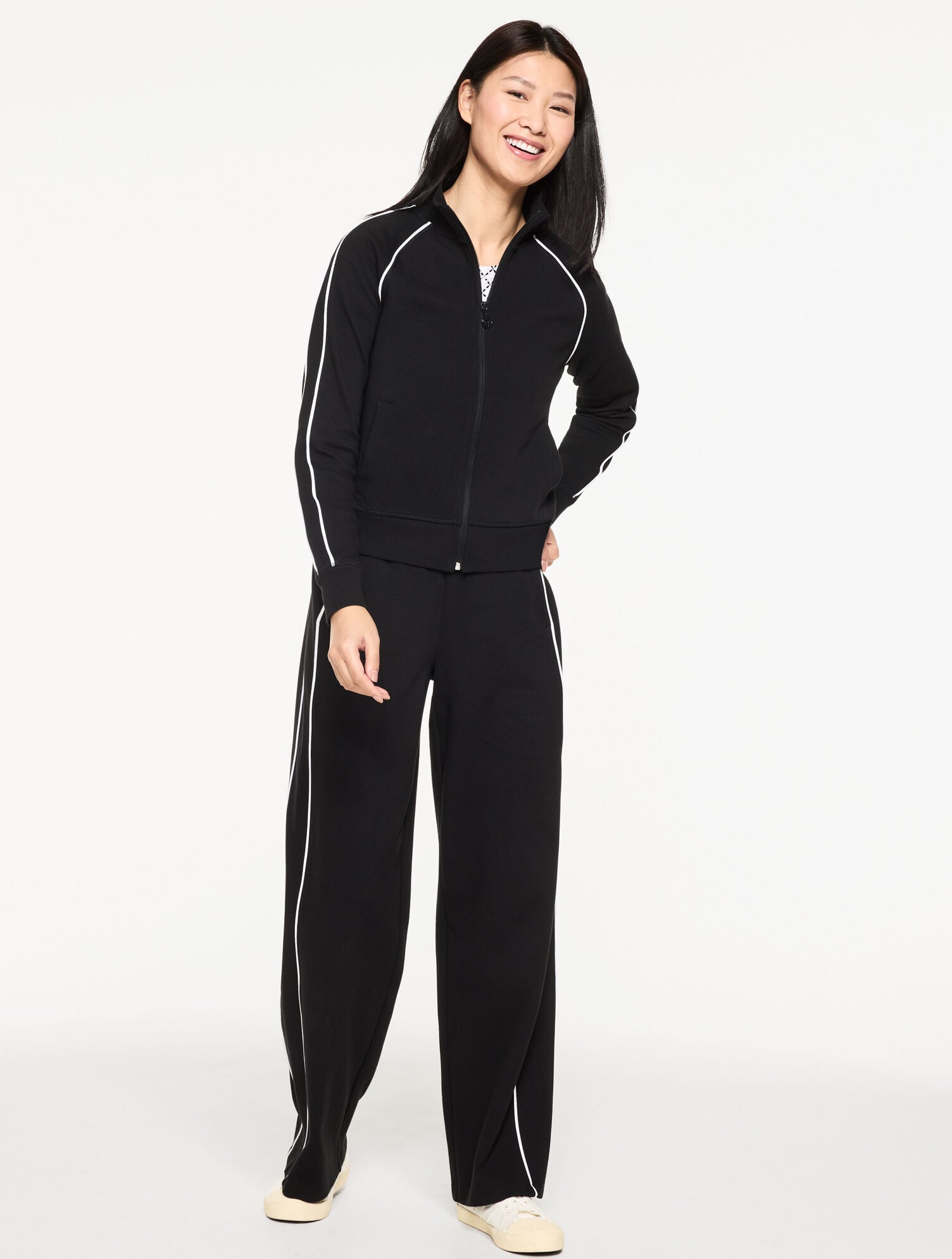 Piqu&eacute; Full-Zip Jacket - Piped