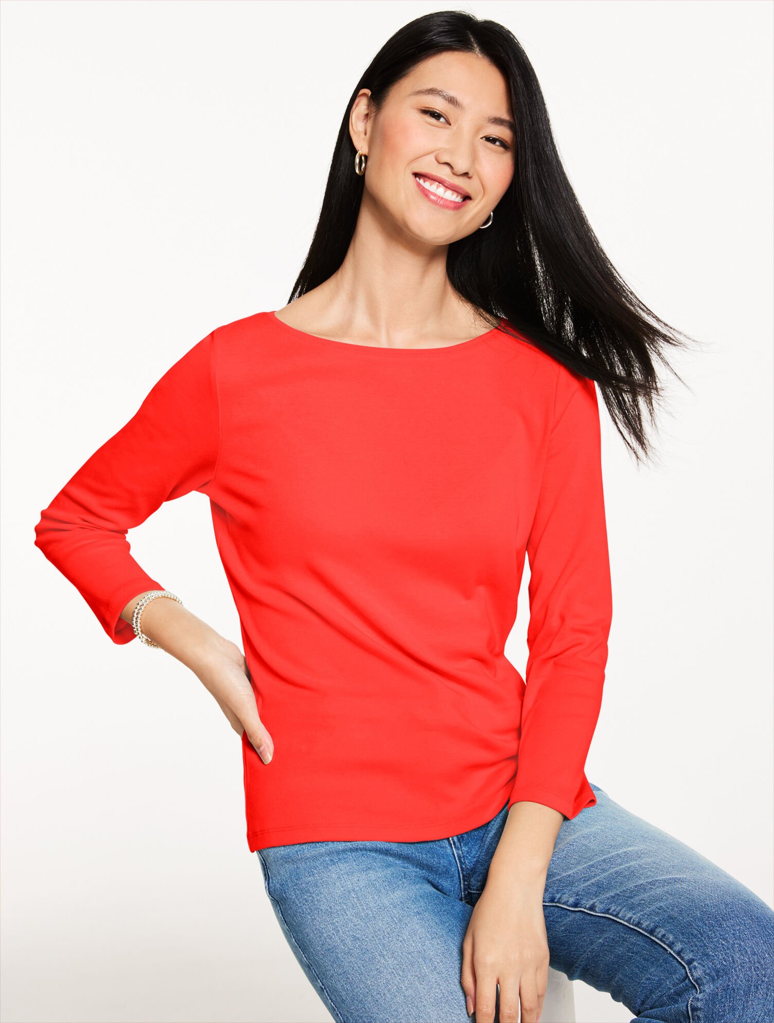 Solid Bateau Neck Tee Pima Cotton