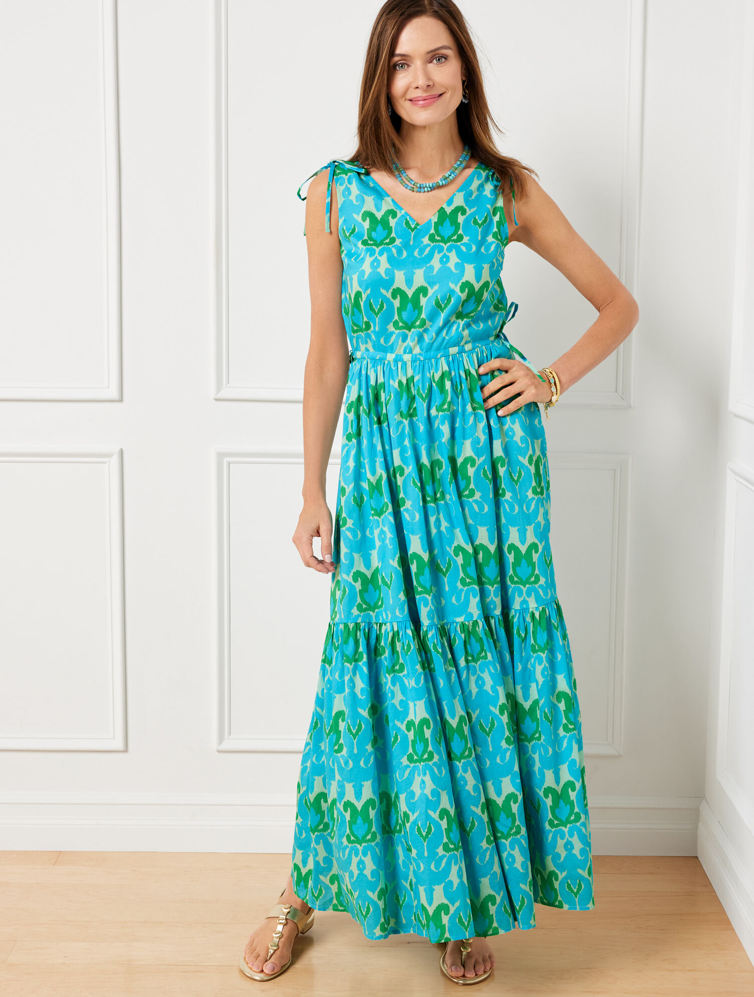 Ikat Medallion Tiered Maxi Dress