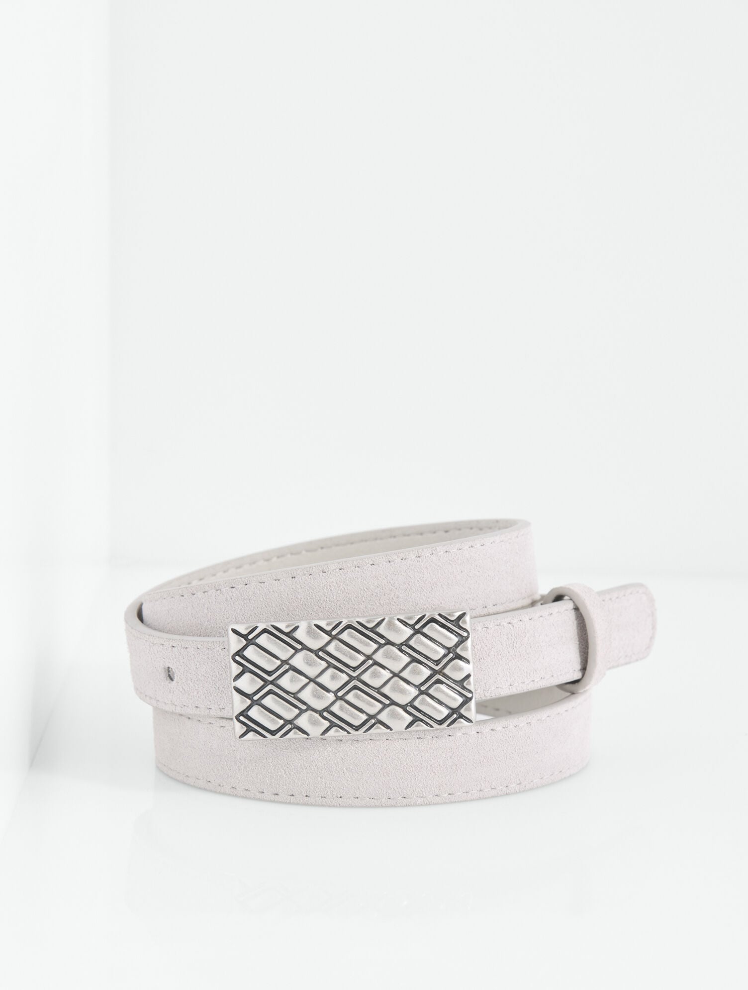 Carved Buckle Suede Belt