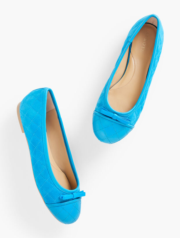 Blair Cap Toe Quilted Ballet Flats Suede Talbots