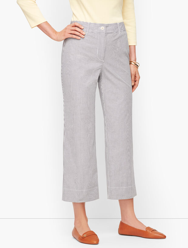 Wide Leg Crop Chinos - Oxford Stripe