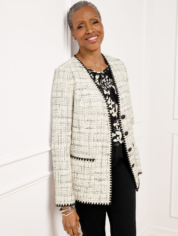 Tipped Tweed Blazer
