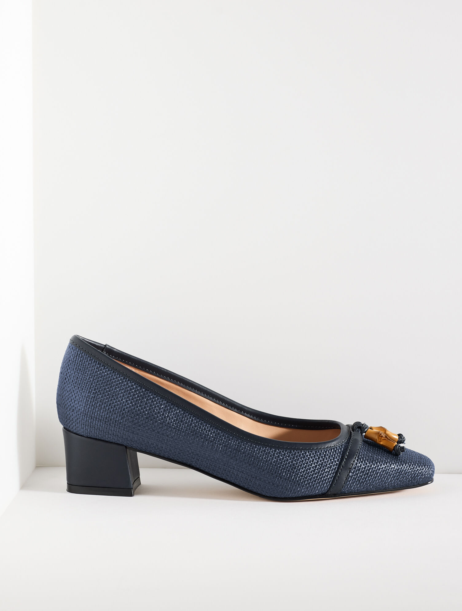 Sienna Bamboo Shimmer Raffia Block Heel Pumps