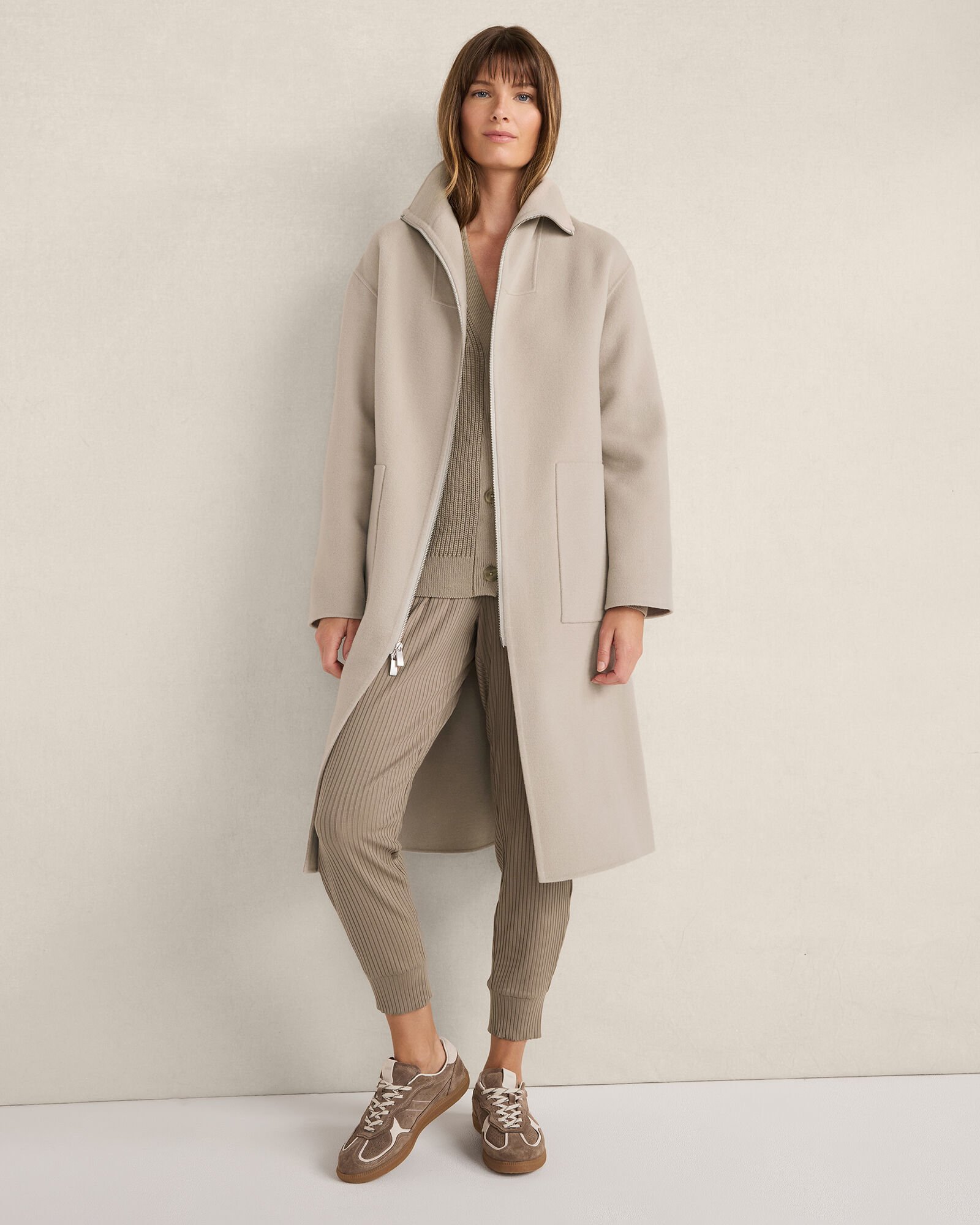 Wool Blend Funnel Neck Coat | Haven Well Within