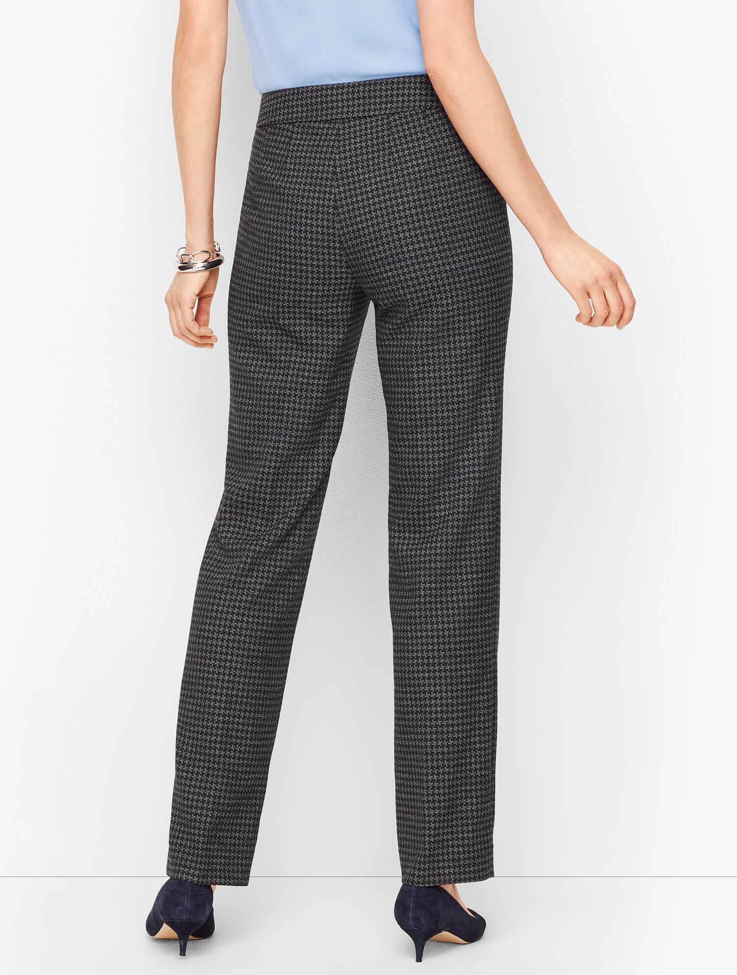 Houndstooth Tweed Straight Leg Pants