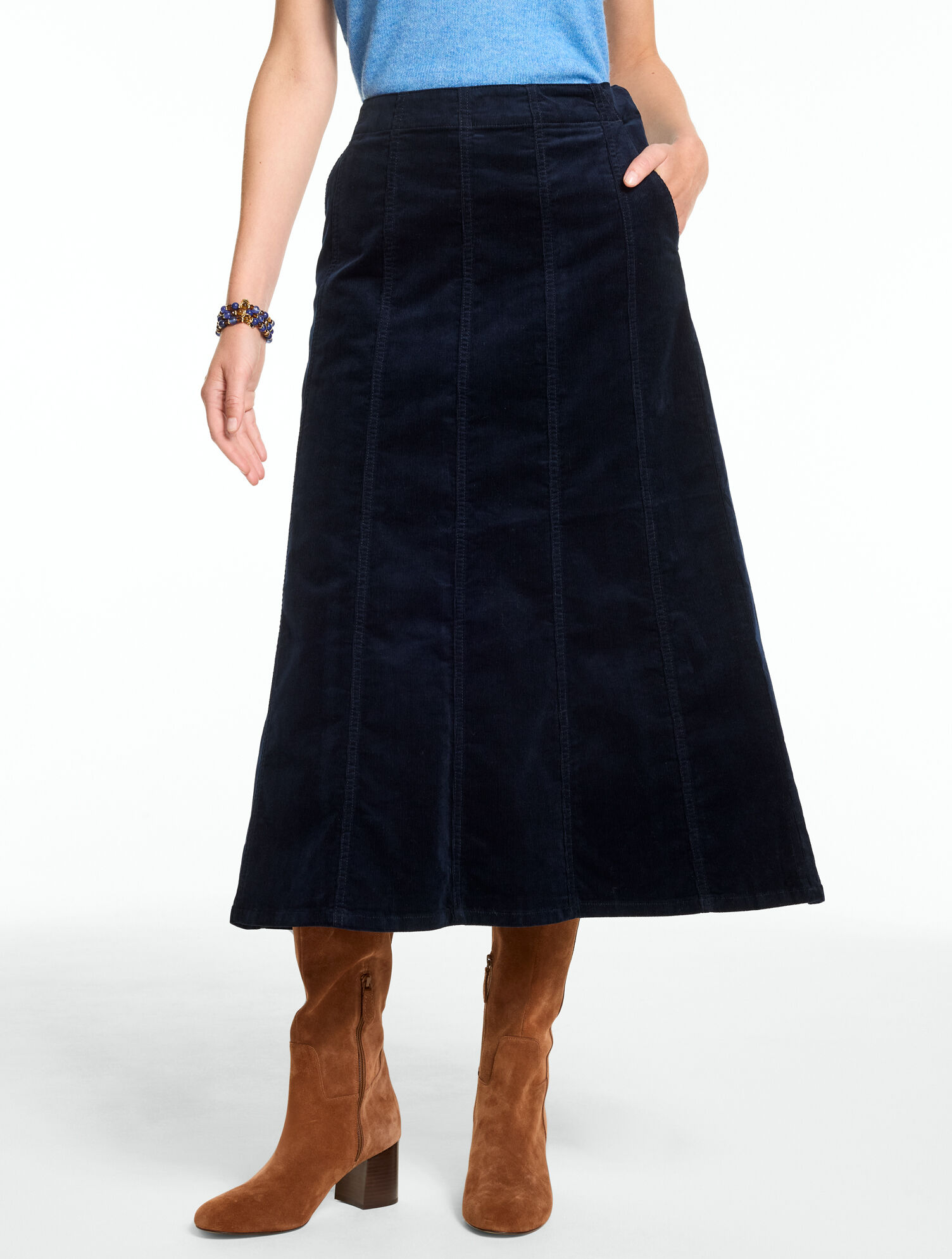 Corduroy Fit &amp; Flare Skirt 