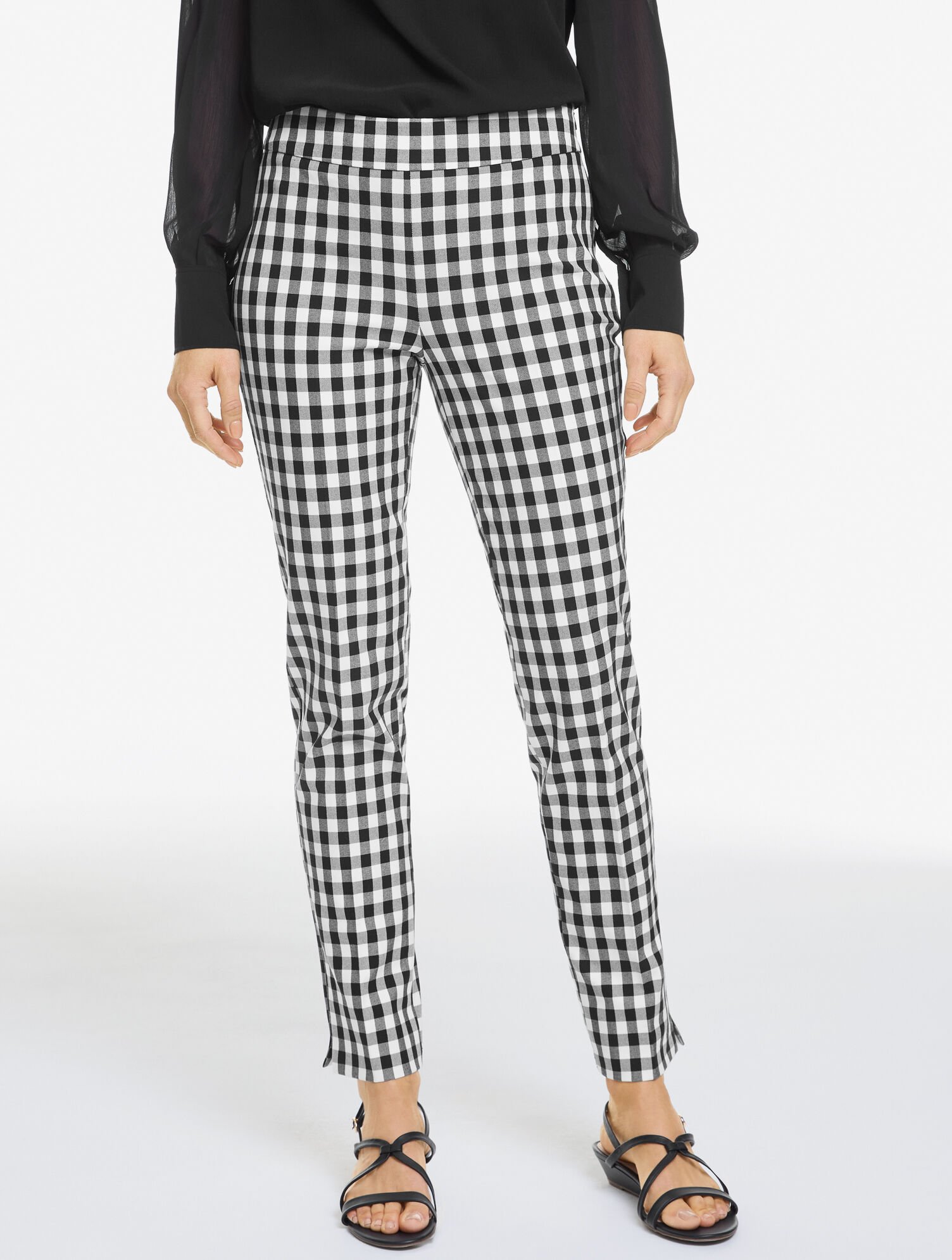 Chatham Cotton Bi-Stretch Slim Ankle Pants - Gingham