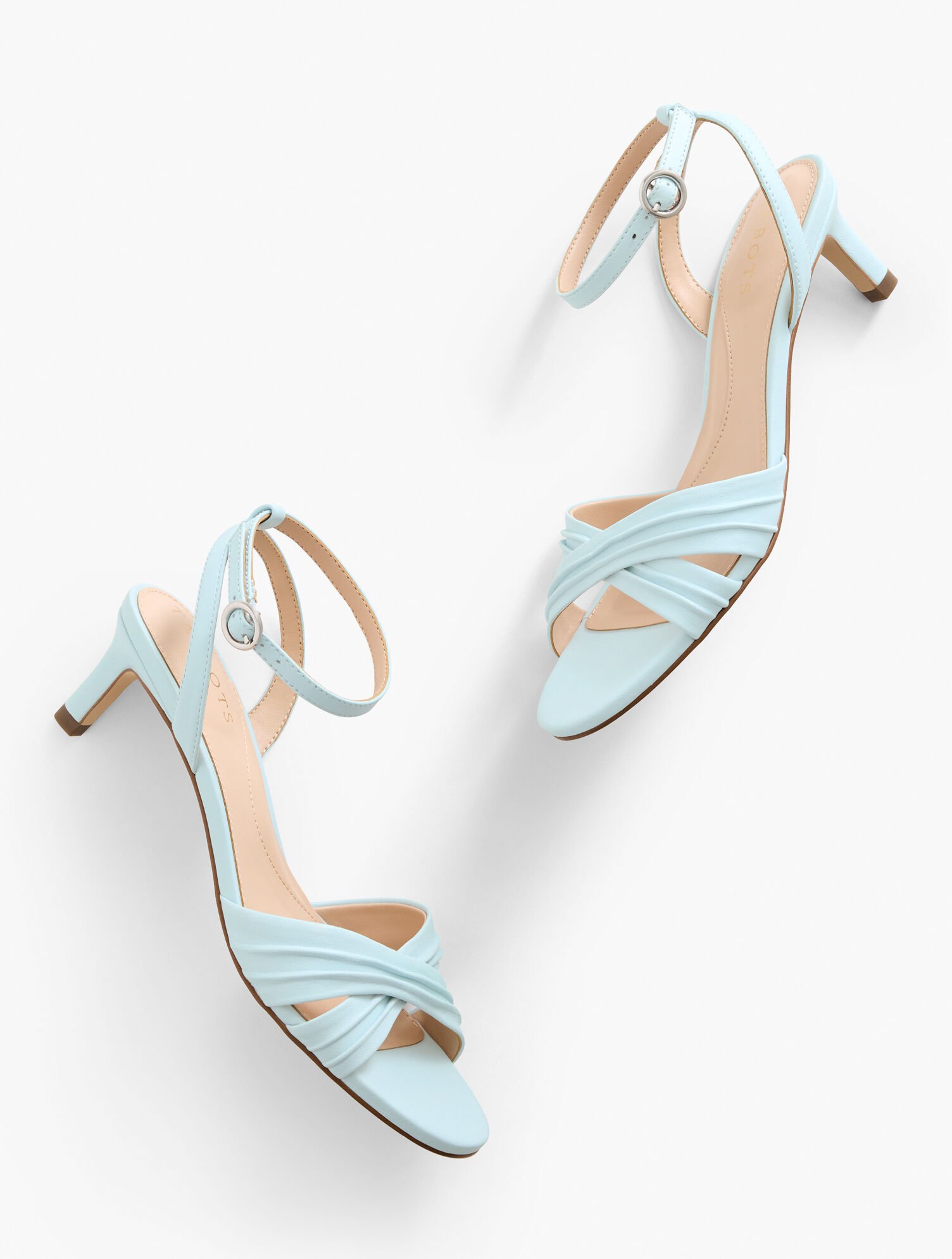 Tallia Pleated Nappa Ankle Strap Heel Sandals