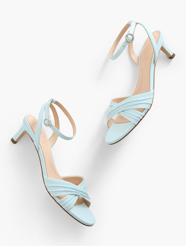 Tallia Pleated Nappa Ankle Strap Heel Sandals