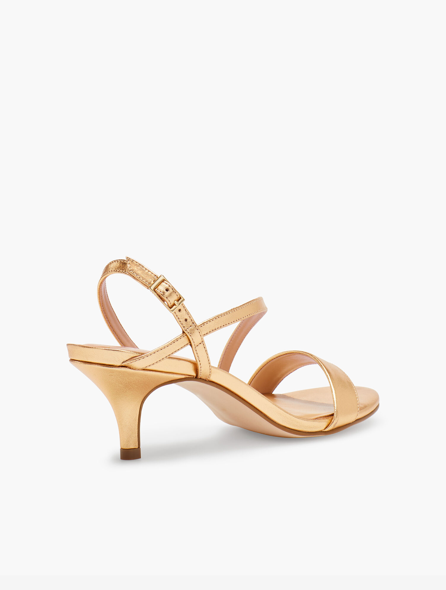 Pila Strappy Kitten Heel Sandals - Metallic Leather
