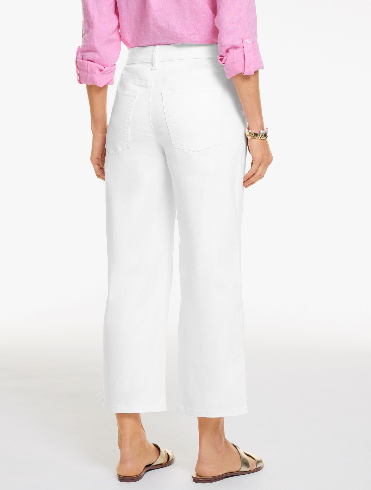 Wide Crop Jeans - White