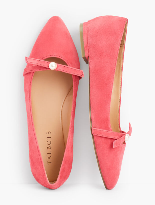 Poppy Pearl Ballet Flats - Suede