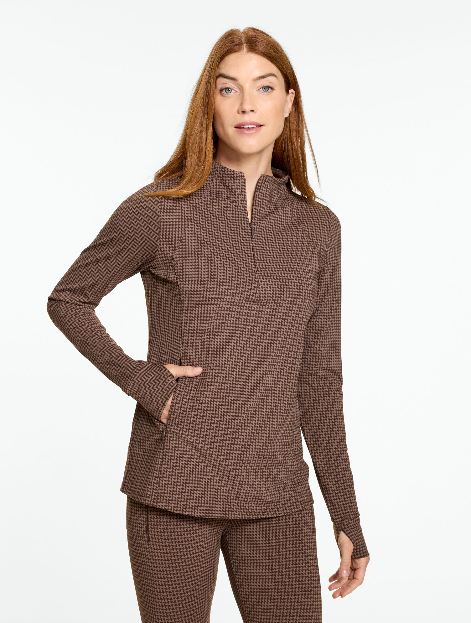 Out &amp; About Half-Zip Pullover - Tonal Houndstooth