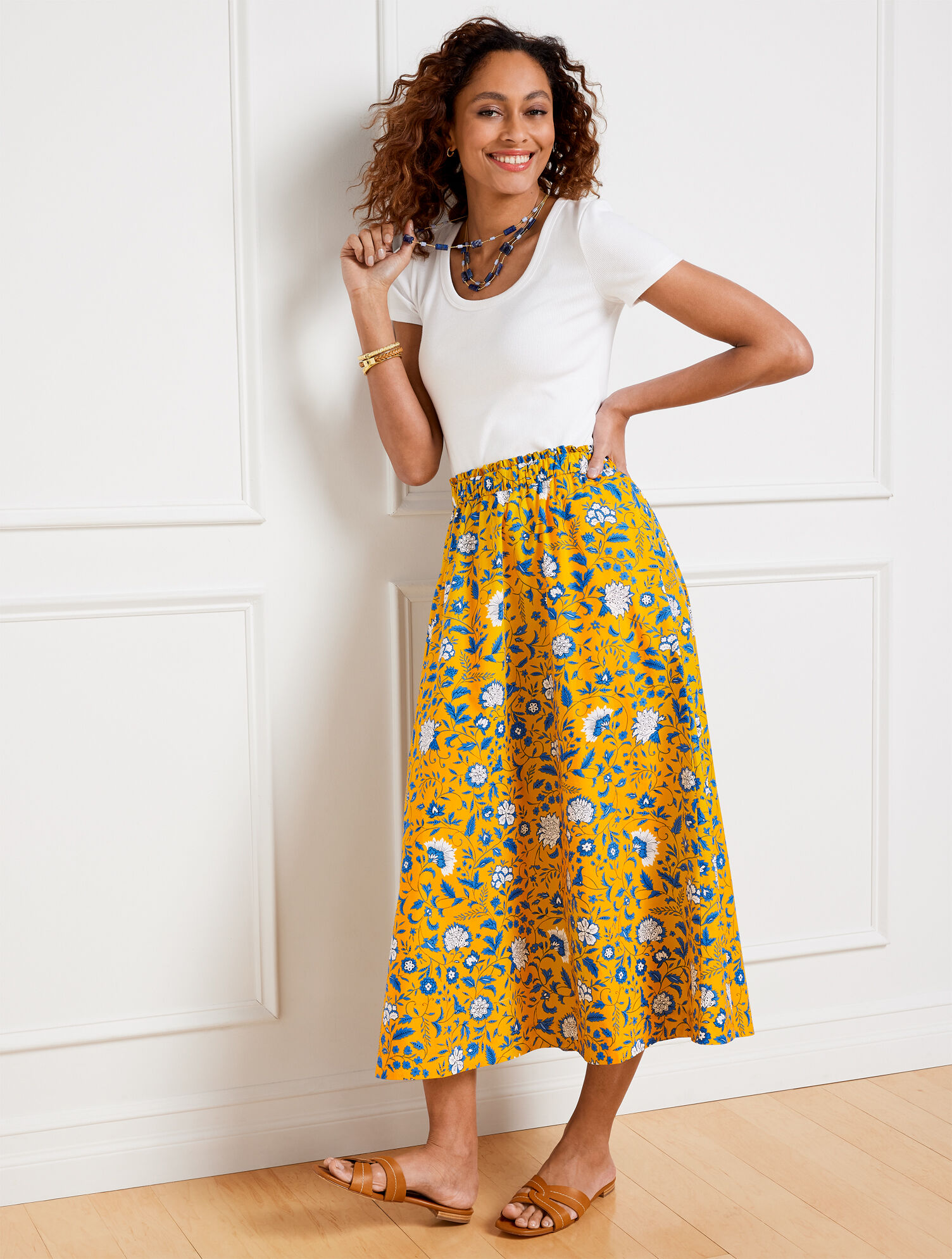 Fabulous Floral Poplin Midi Skirt