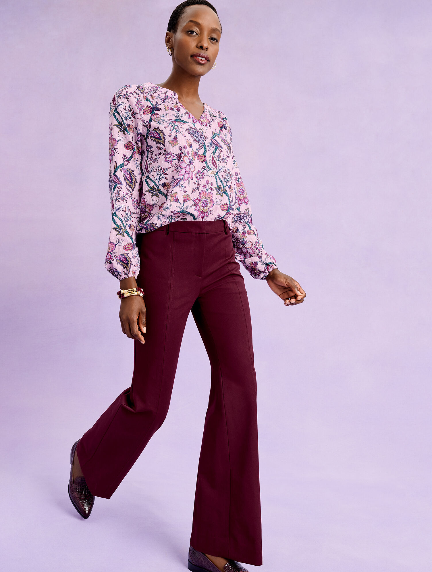 Flare Leg Cotton Bi-Stretch Pants