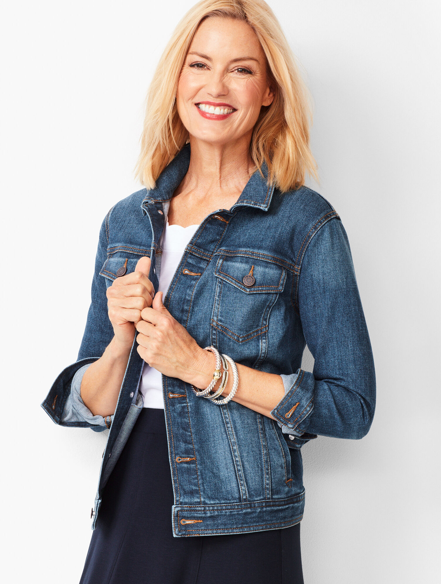 Talbots Classic White Jean Jacket – NWT, Solid Cotton, Women's Size M