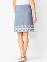 Embroidered Chambray A-Line Skirt