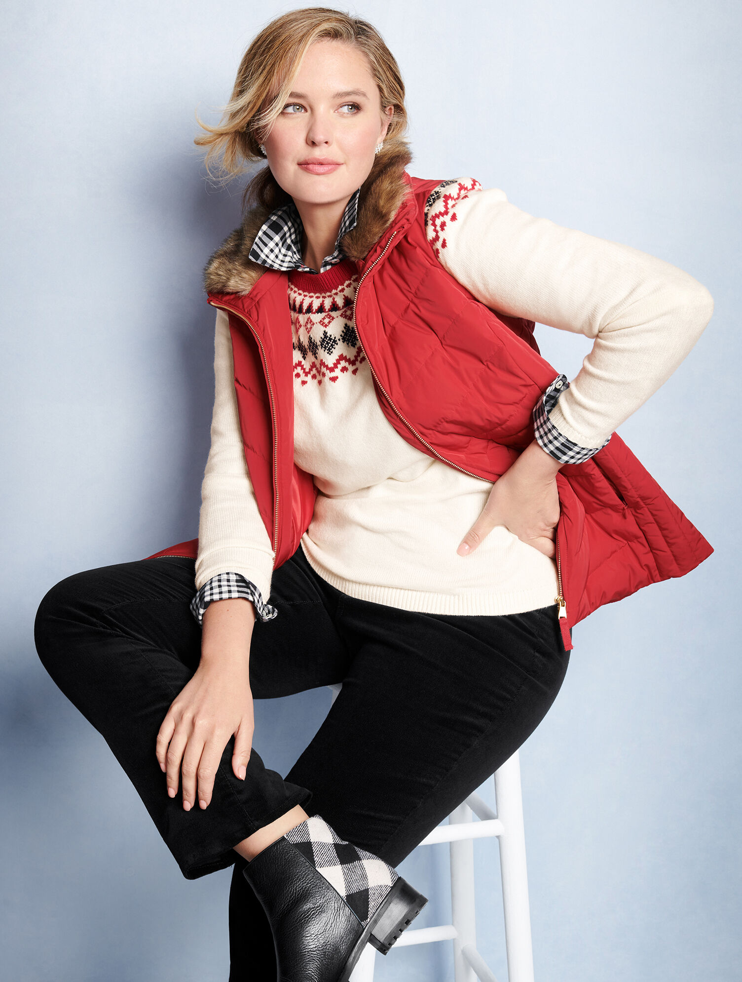 Faux Fur Collar Down Puffer Vest