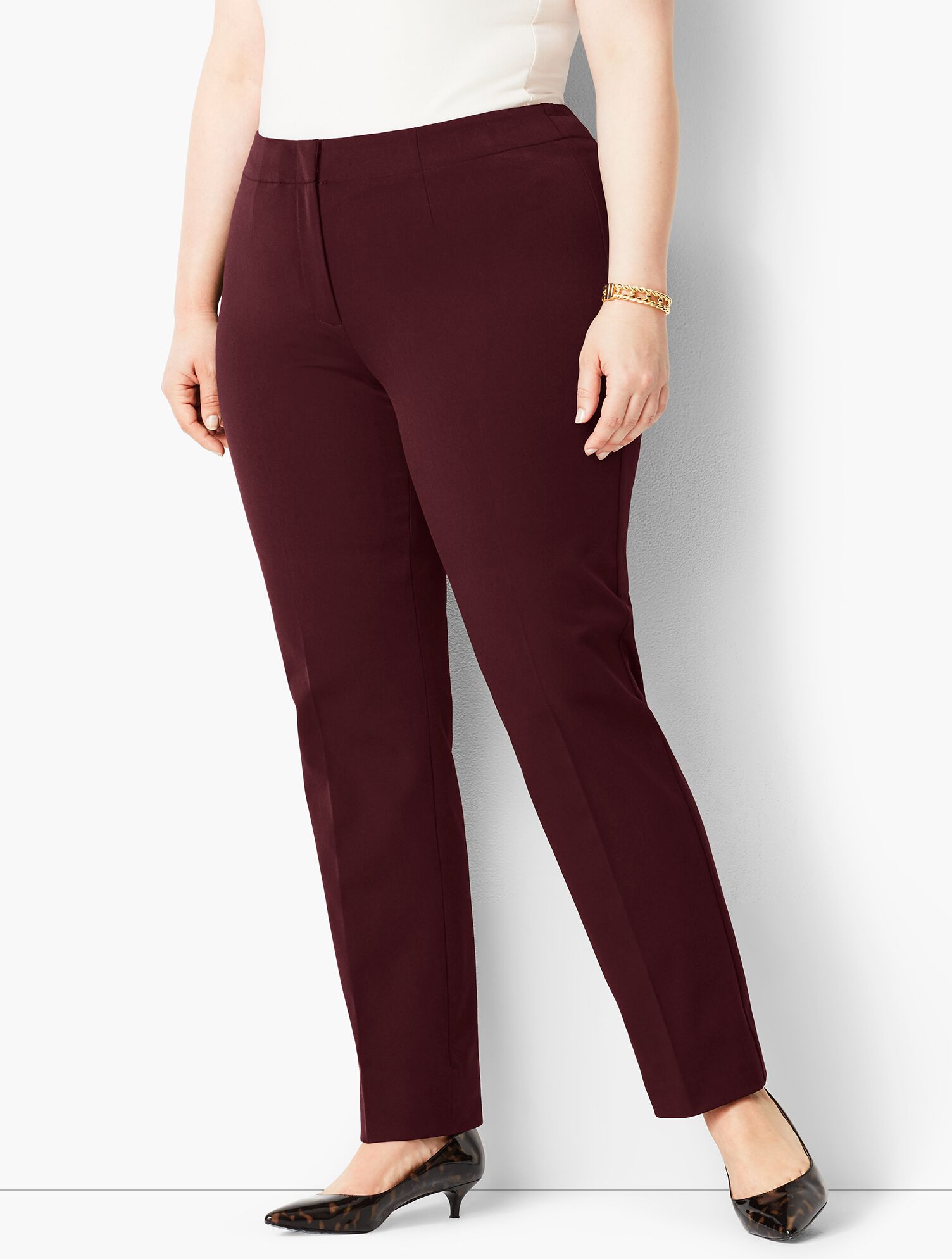 Plus Size Refined Bi-Stretch Tailored Straight-Leg Pants
