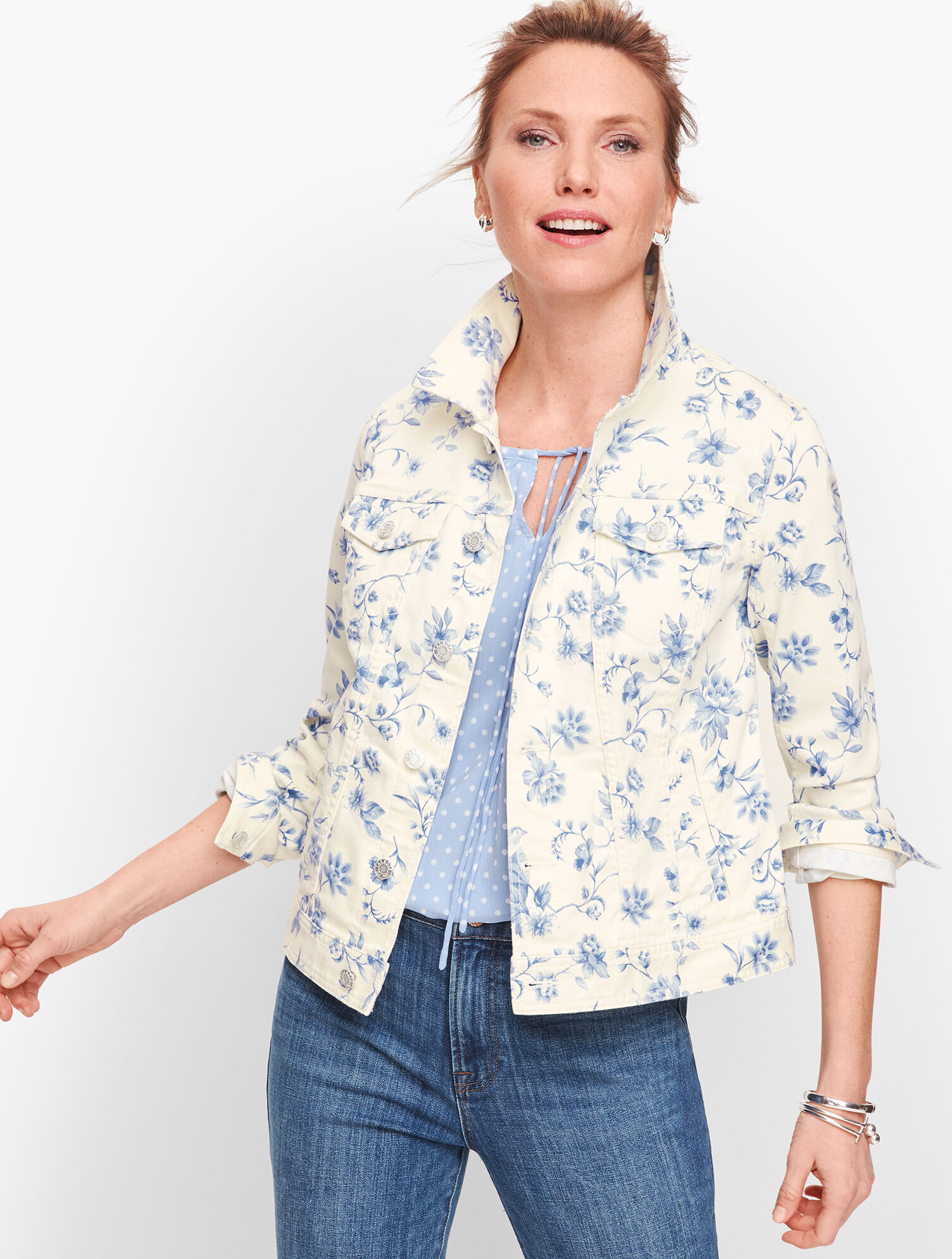 Classic Jean Jacket Toile Print Talbots