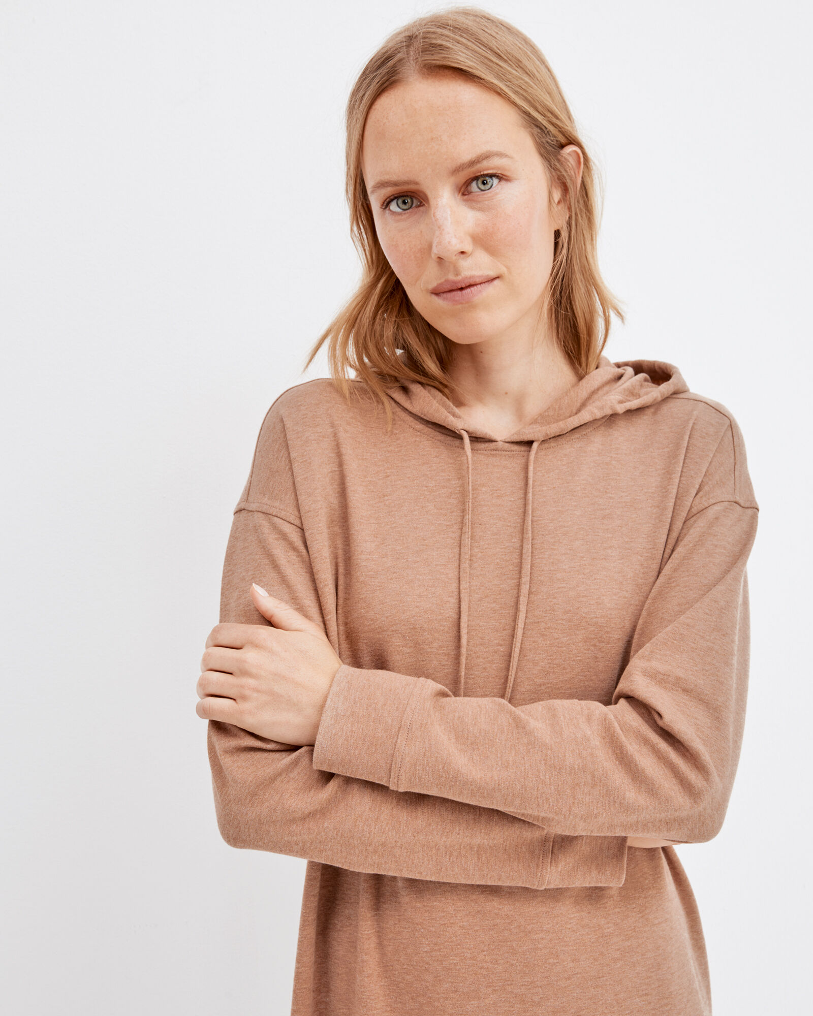 Organic Cotton Interlock Hooded Midi Dress | Haven Well Within