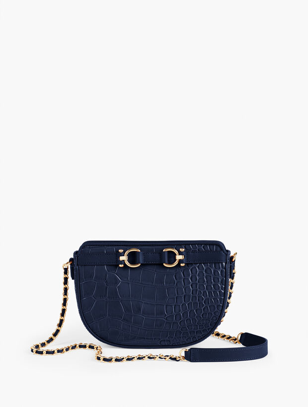 Croc-Embossed Leather Crossbody Bag