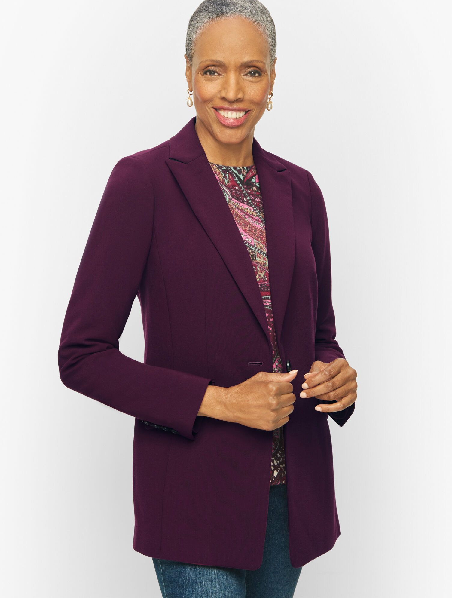 Long Purple Blazer Hebe Studio Belted-waist Long-sleeve Blazer
