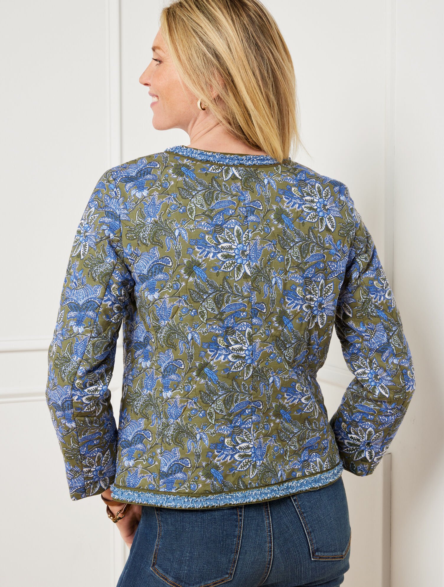 Quilted Jacket - Dark blue/floral - Ladies