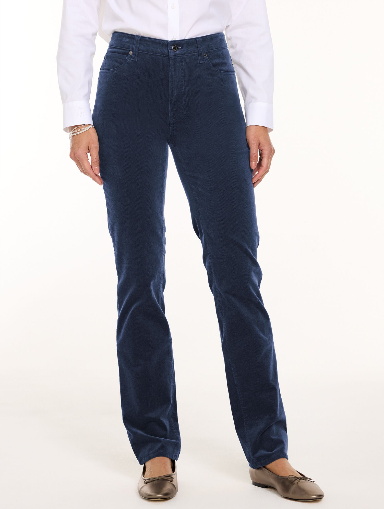 Stretch Corduroy Straight Leg Pants - Curvy Fit