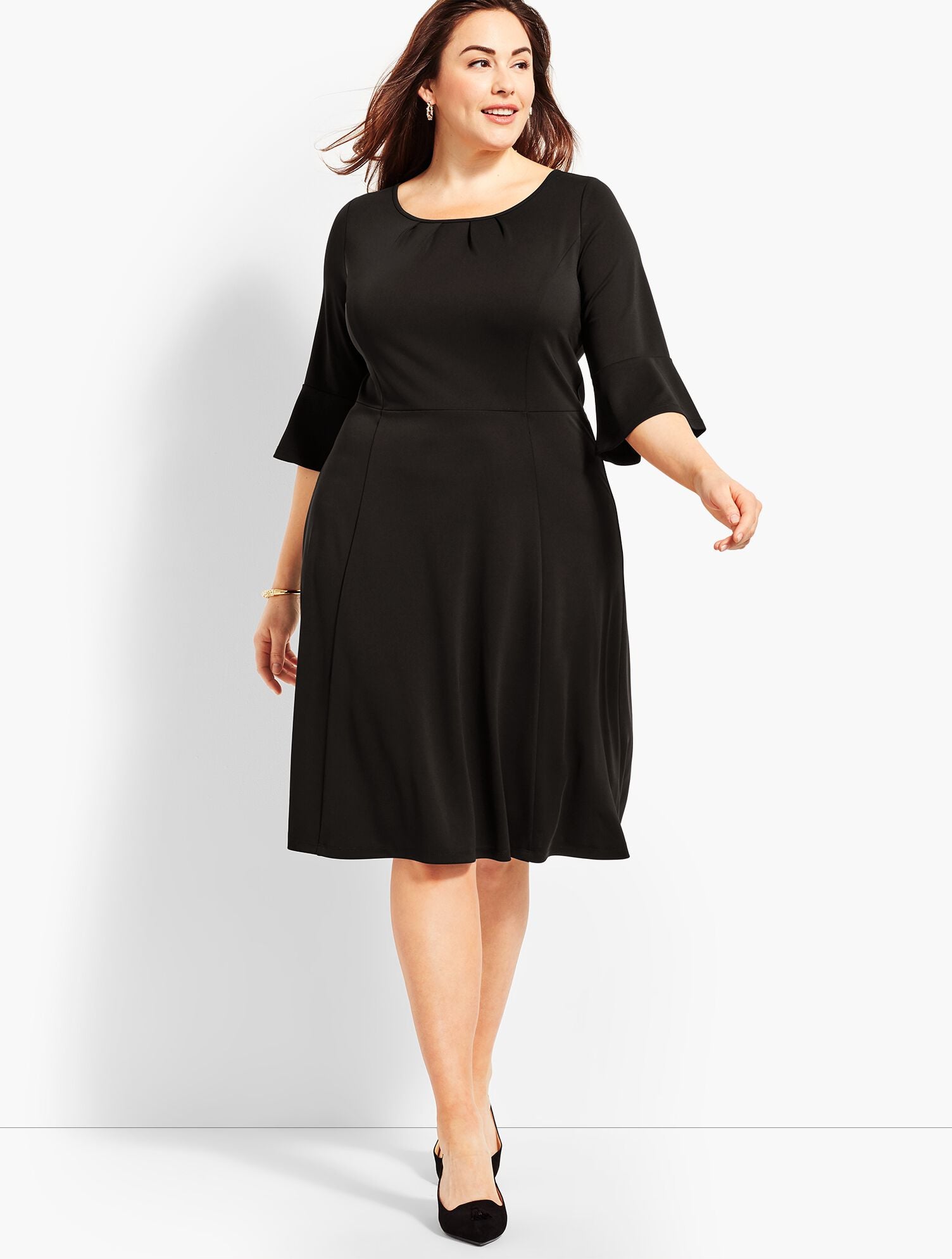 slim fit dress slacks Marine Layer Women's Lexi Rib Sun in Fit & Flare Dress - Black main image 1