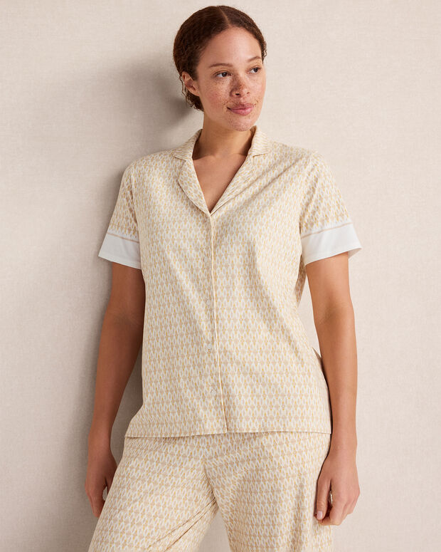 Organic Cotton Jersey Ikat Foulard Pajama Top