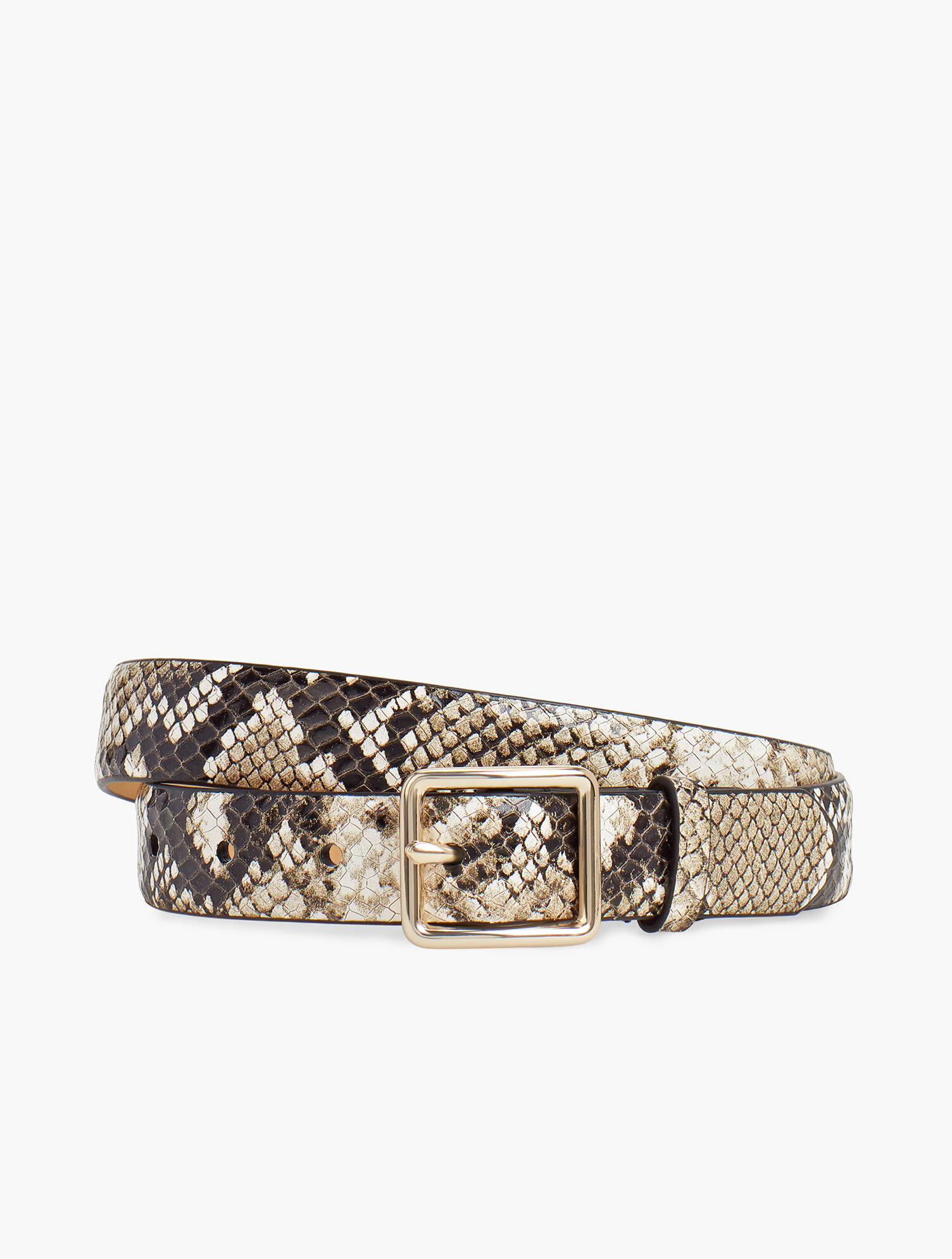 St. John Leather Black & White Genuine Snakeskin Belt w Square Buckle main image 1